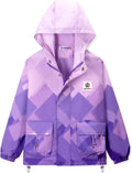 Girls Fleece Lined Water-Resistant Jacket - Colorful Rain Coat