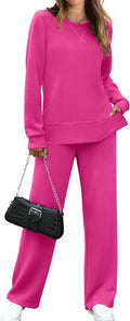 Women's 2 Piece Lounge Set Travel Tracksuit - Comfy Wide Leg OFEEFAN