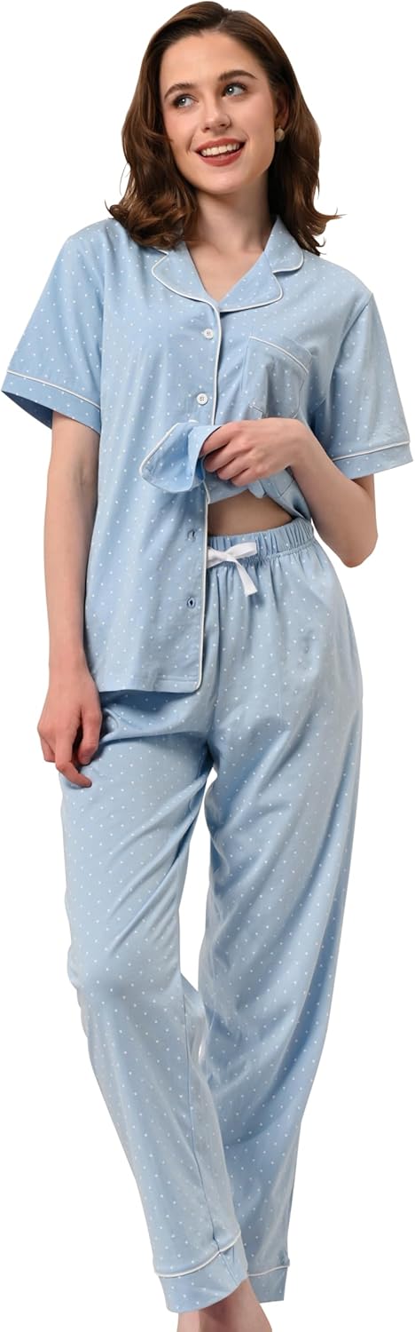 100% Cotton Pajamas for Women Sets Soft Sleepwear Loungewear