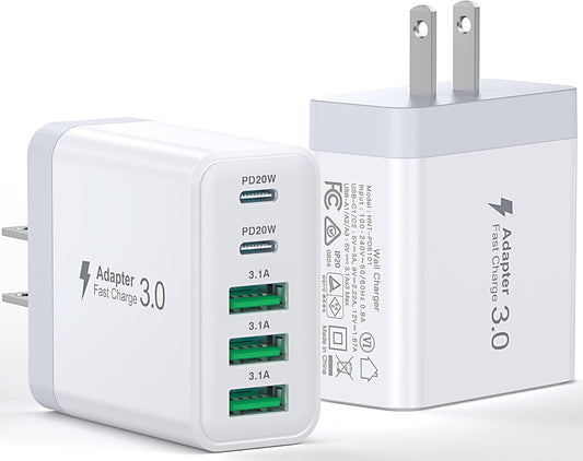 Fast 50W USB C Charger [2-Pack] for iPhone & Tablets