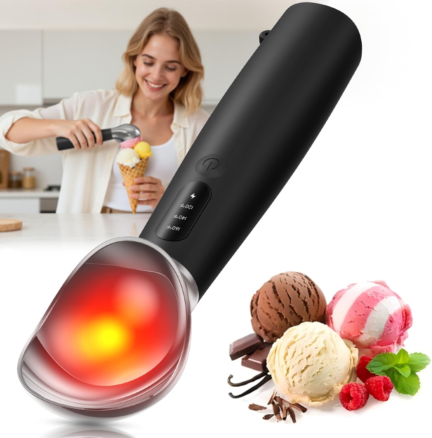 Heated Ice Cream Scooper for Effortless Scooping and Serving