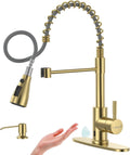 Brushed Gold Kitchen Faucet Touchless with Pull Down Sprayer