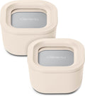 Caraway 2pc Glass Food Storage Set - Compact Ceramic-Coated 1.75 Cup