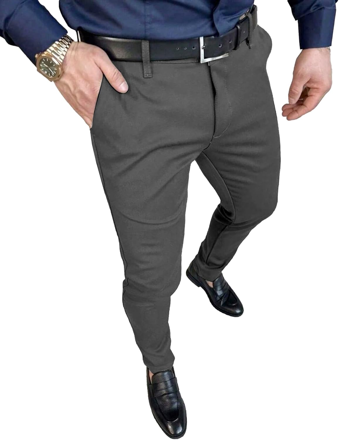 PLEPAN Men's Slim Fit Stretch Dress Pants for Ultimate Comfort