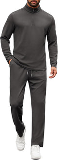 Men's Tracksuits 2 Piece Casual Athletic Sweatsuit - Quarter Zip Set