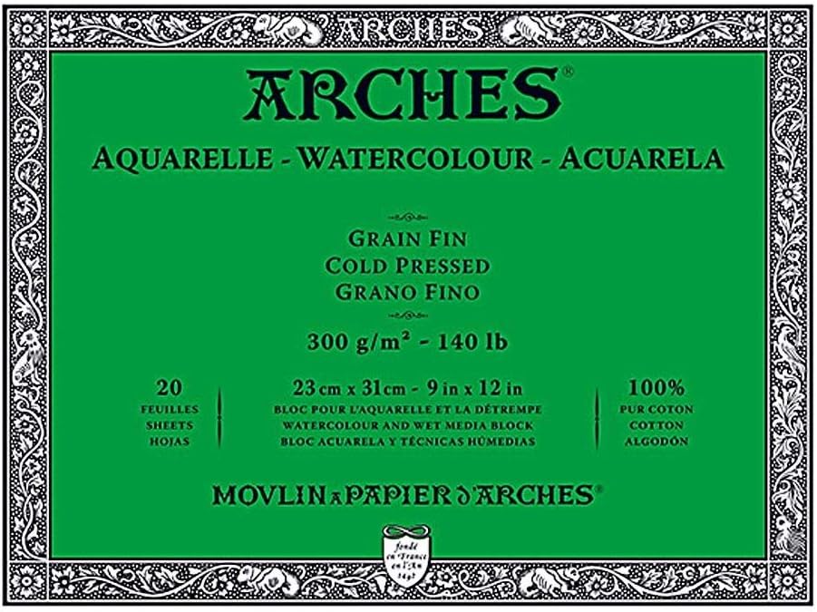 Arches Watercolor Paper Block Cold Press 9 in x 12 in 140 lb