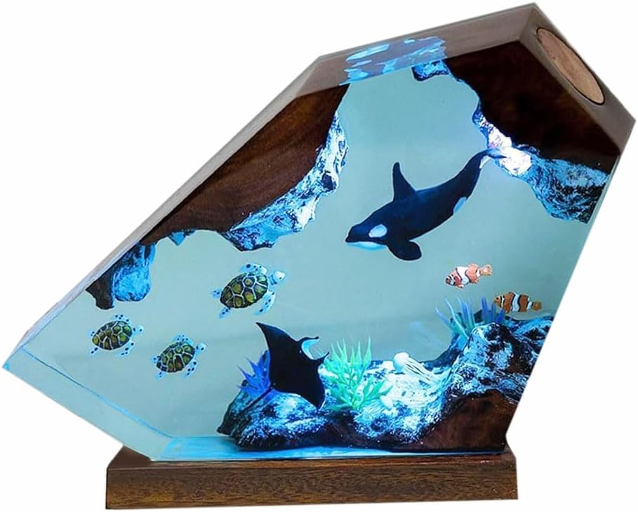 Handmade Ocean Resin Lamp for Unique Home Office Decor Gifts