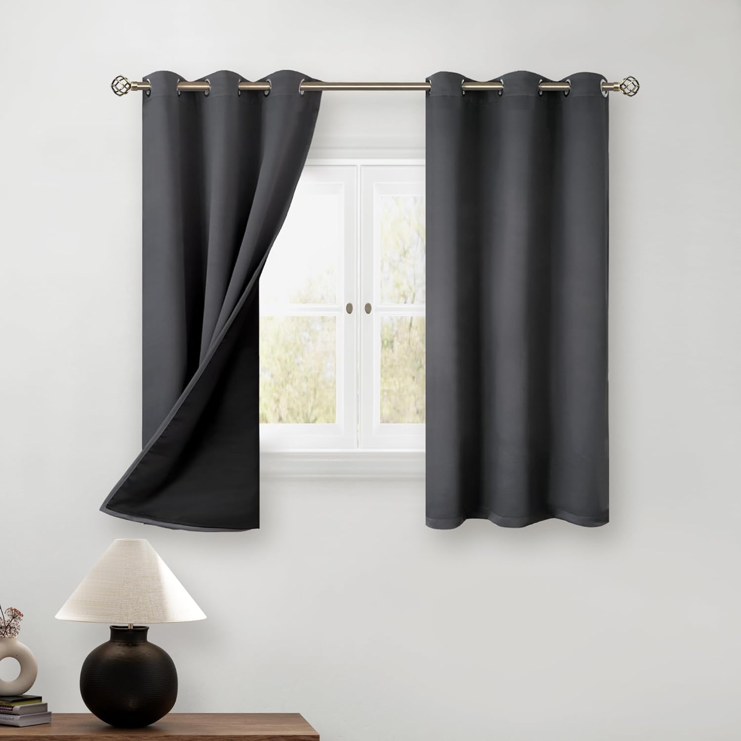 BGment 45 Inch Blackout Curtains for Bedroom - Dark Grey Drapes