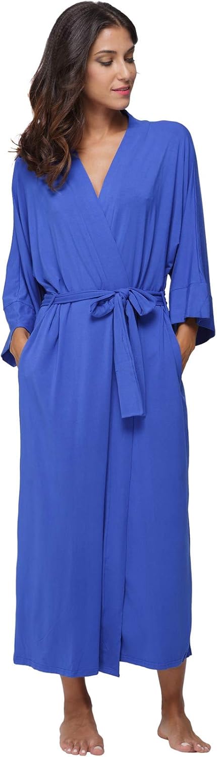 Women's Soft Long Bath Robes Full Length Kimonos Sleepwear