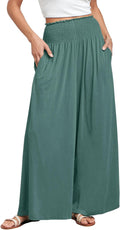 ANRABESS Women Palazzo Pants Summer Boho Wide Leg - Smocked High Waist