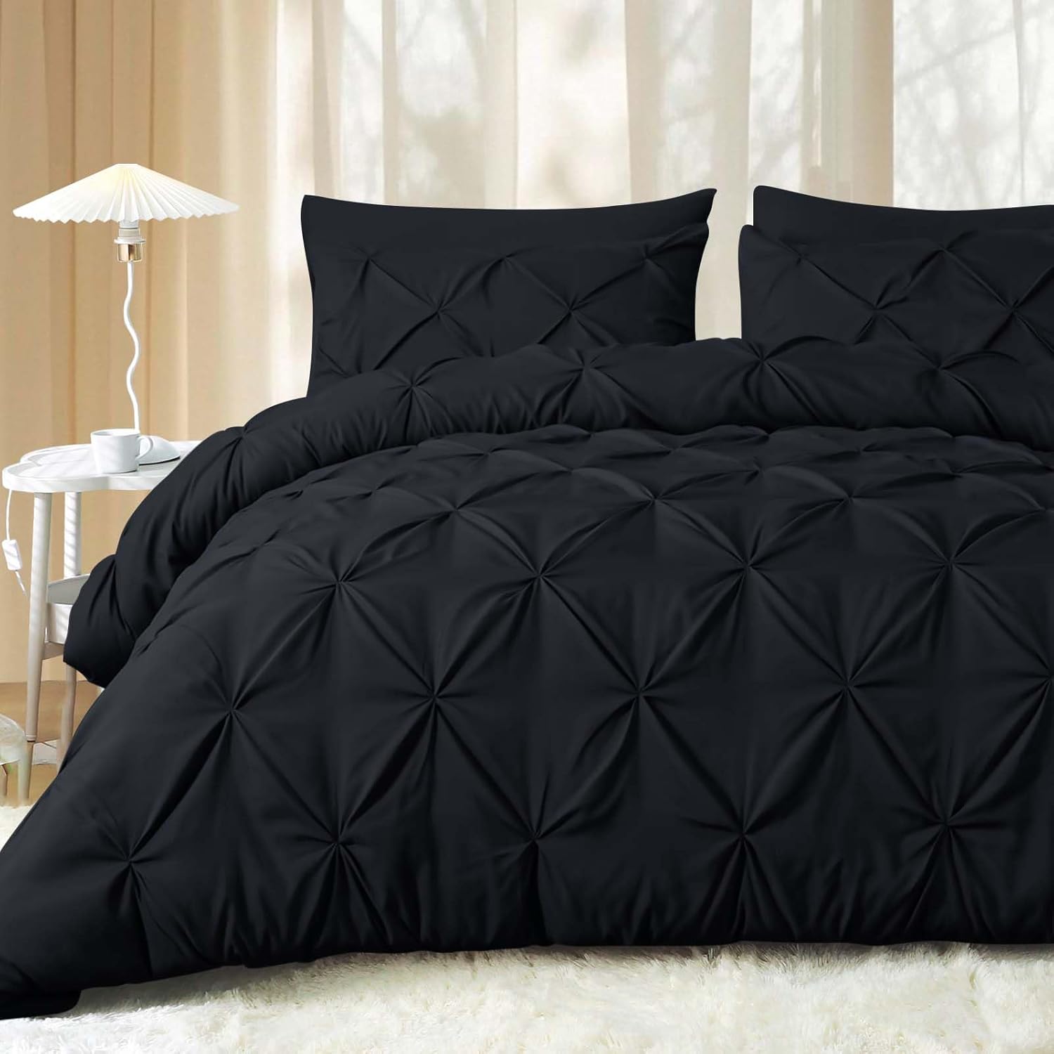 Chic Pintuck California King Comforter Set for All Seasons
