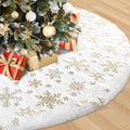 48 Inch Luxury Christmas Tree Skirt with Snowflake Design