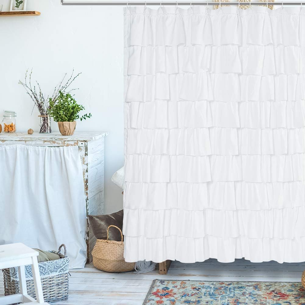 Waterproof Ruffle Shower Curtain - Farmhouse Chic