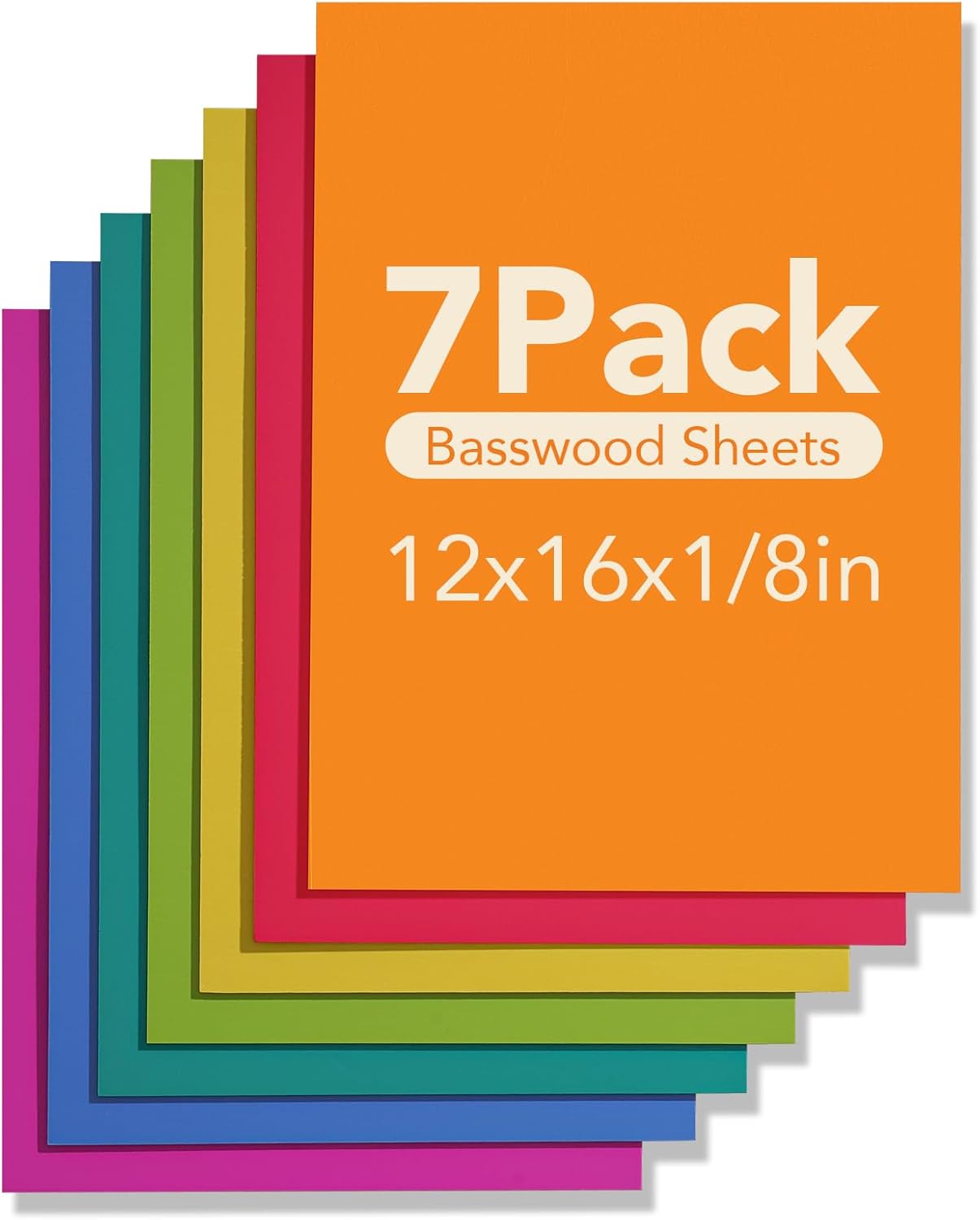 ROBOTIME 7-Pack Double-Sided Colored Plywood Sheets for Crafts