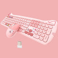 Cute Cat Pink Wireless Keyboard and Mouse Combo for Women - Silent