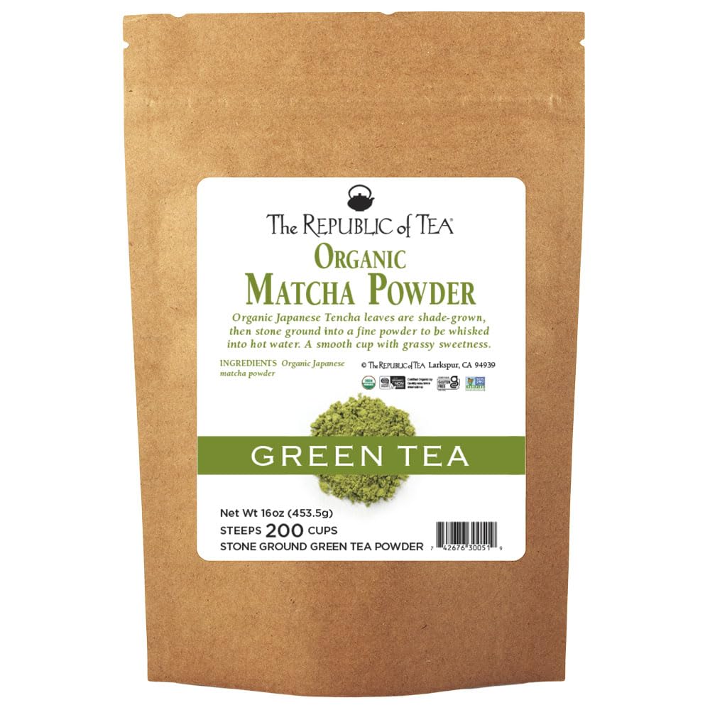 Organic Japanese Matcha Green Tea Full-Leaf Powder, 16 Oz Bag