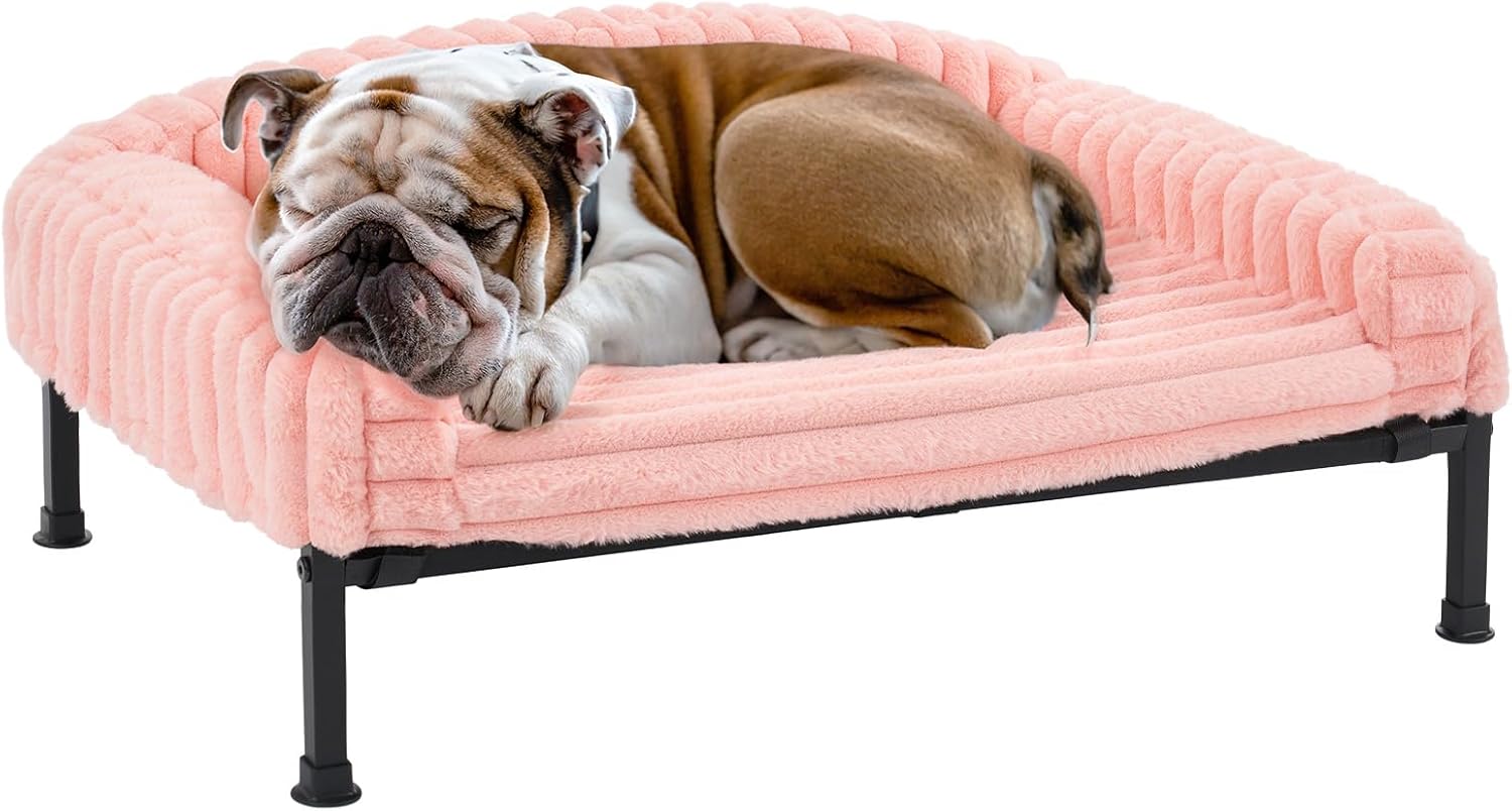 Veehoo Elevated Dog Bed with Bolster Cushion for Small Pets