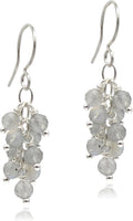 Genuine Gemstone Earrings Cluster Cascade Drop - Elegant Labradorite