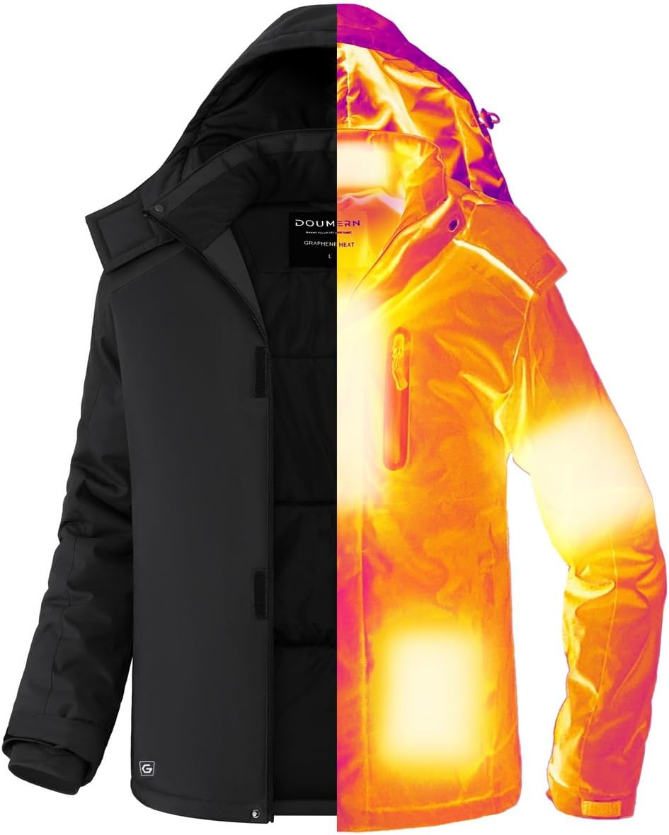 Graphene Men Heated Jacket Coat with 18400 mAh Battery Pack