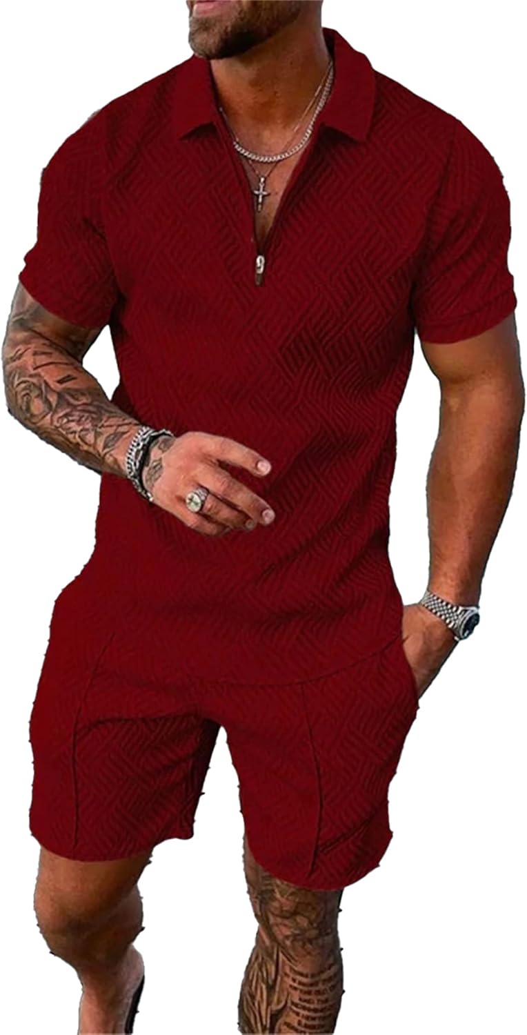 Men's Short Sets Outfits 2 Piece Summer Tracksuit for Comfort