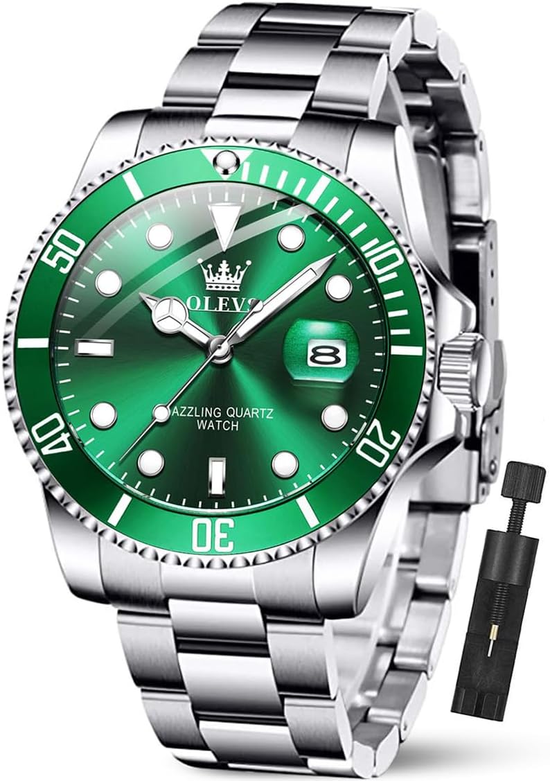 OLEVS Luxury Watches for Men Big Face Stainless Steel Analog
