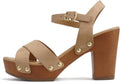 Women Crisscross Band Chunky Platform Block Mid Heel Sandal - Stylish