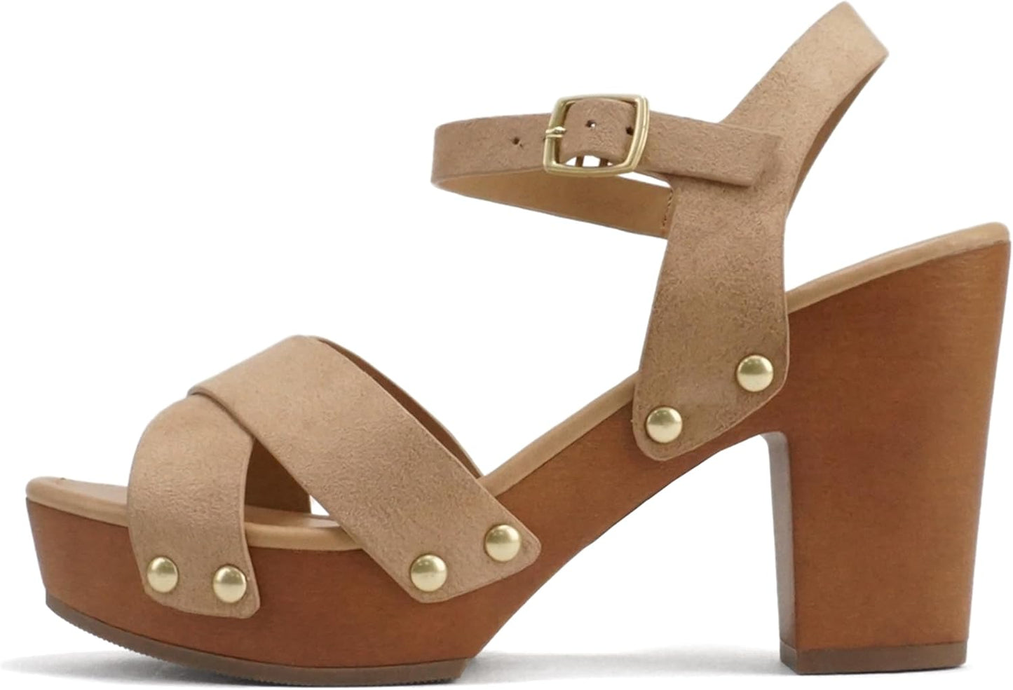 Soda MIGUEL Women Crisscross Band Chunky Platform Block Heel Sandal