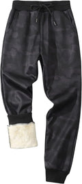 Men's Fleece Sherpa Lined Jogger Pants - Ribbed Ankle Warmth