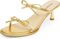 Two Strap Bow Tie Kitten Heel Sandals for Women - Elegant Everyday etc