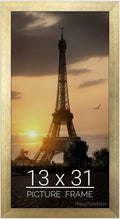 wallsthatspeak 13x31 Gold Picture Frame for Posters and Puzzles