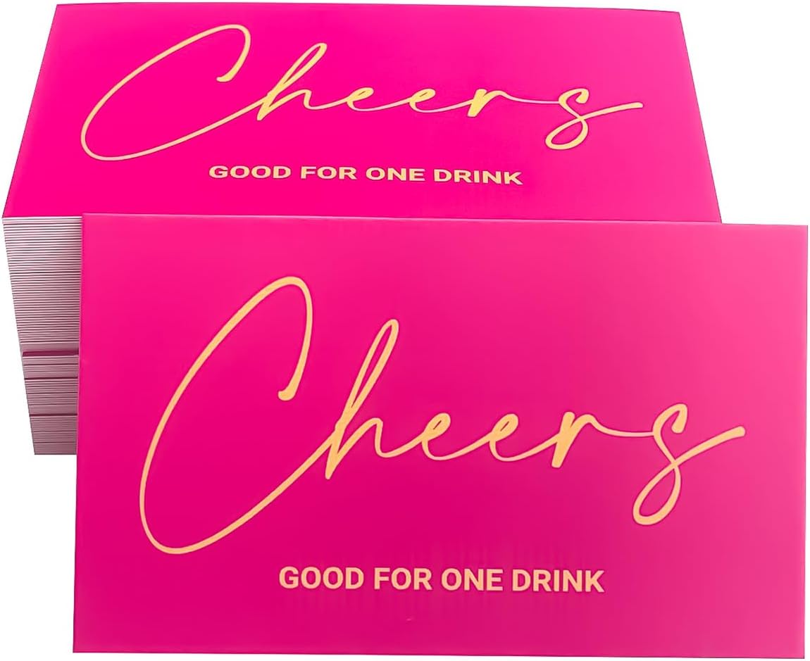 100 Hotpink Cheers Card Drink Tokens for Events