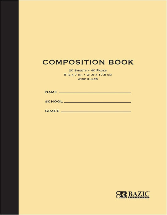 24-Pack Wide Ruled Composition Notebooks by BAZIC Products