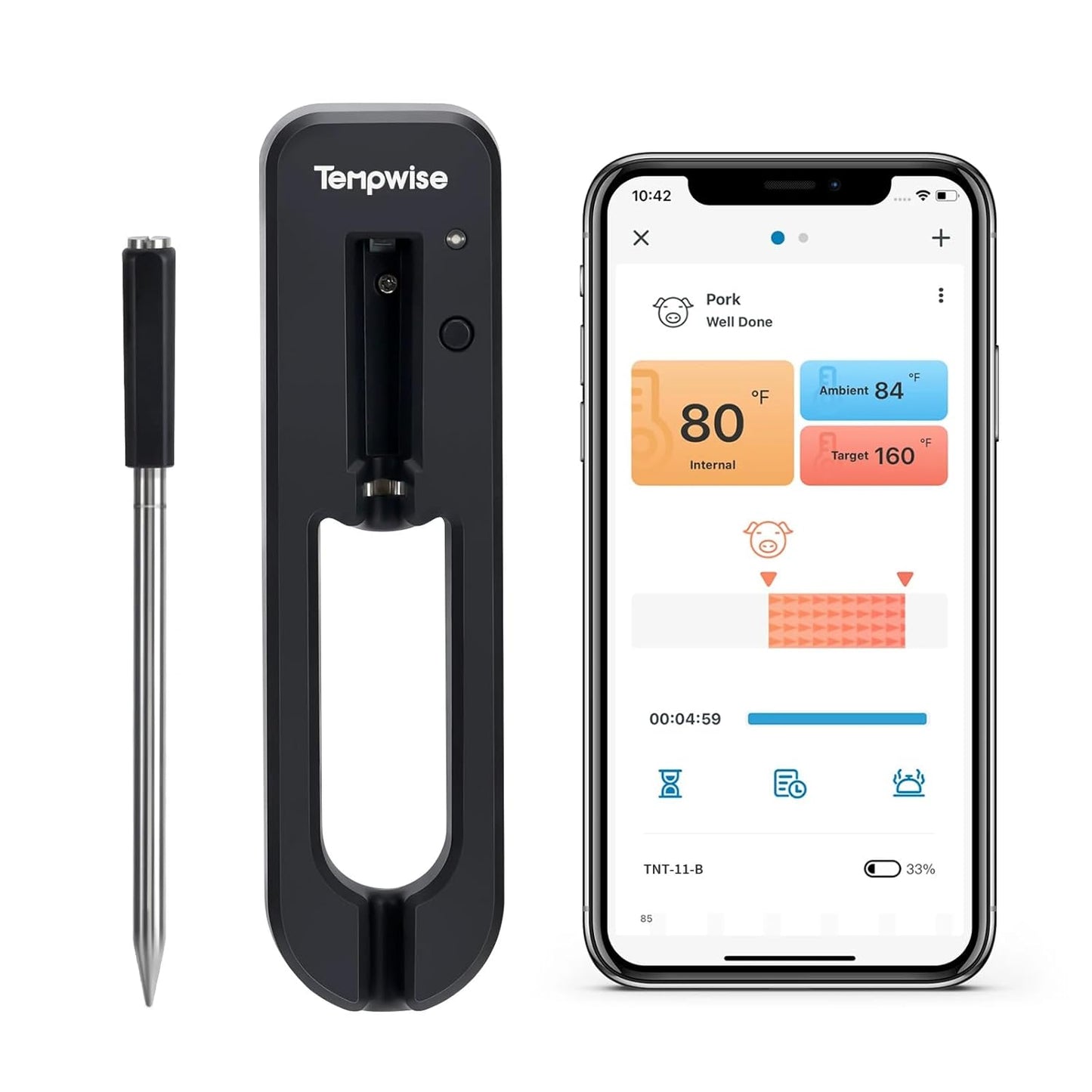 Instantly Monitor Cook Status - Wireless Meat Thermometer