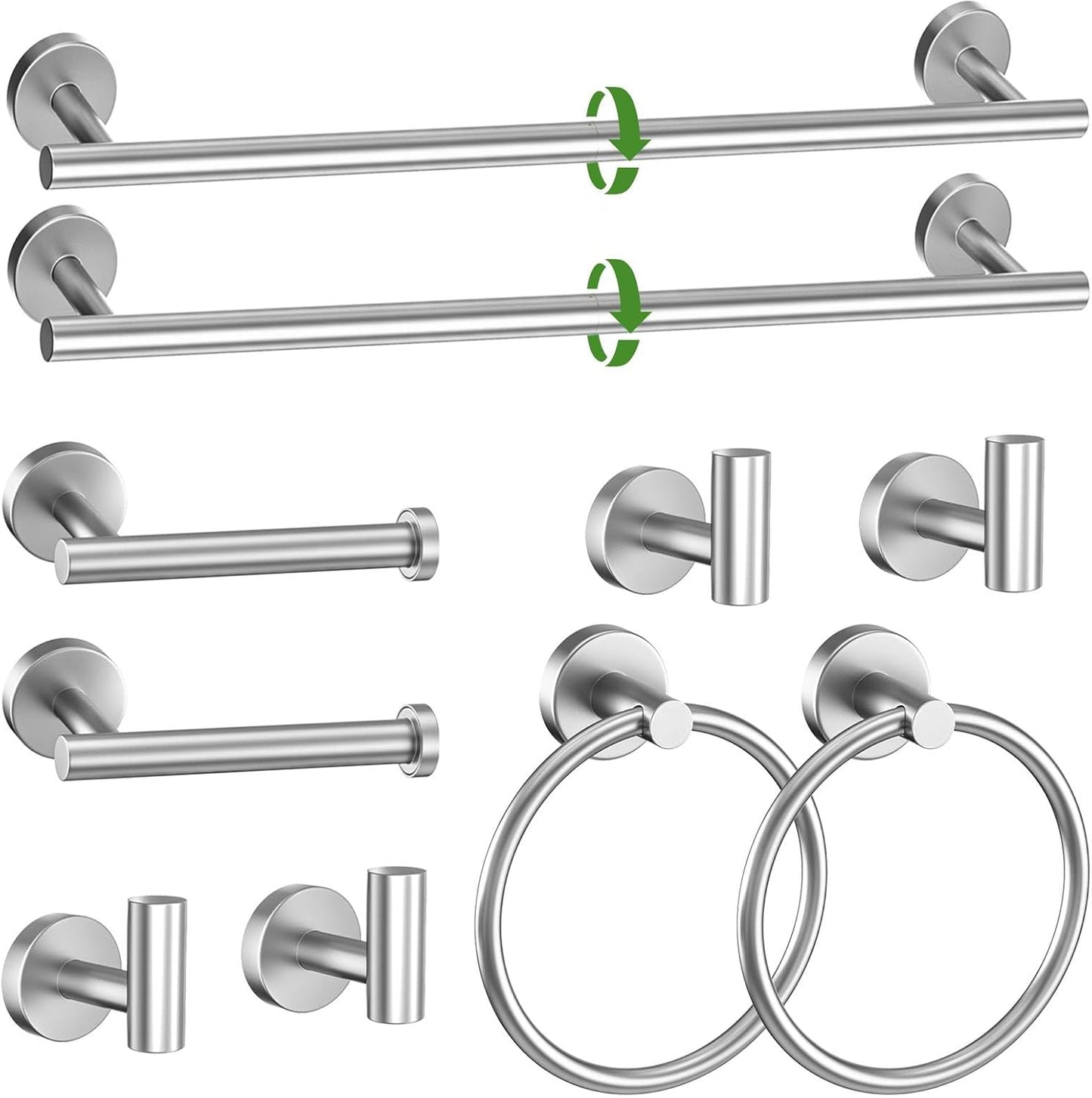 10-Piece Towel Bar Set in Brushed Nickel for Modern Bathrooms