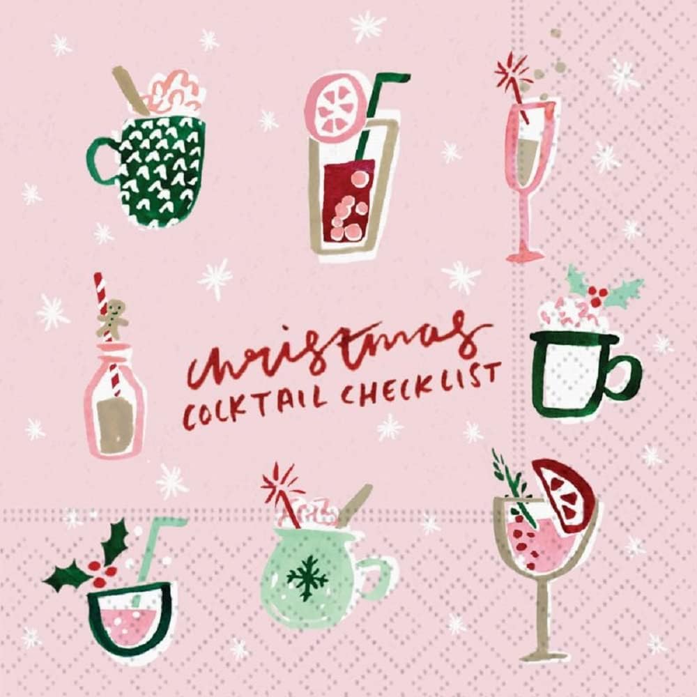 Festive Ladies Cocktail Napkins x2 | Christmas Checklist Design
