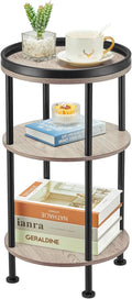 Side Table Small Round 3-Tier Accent Table for Small Spaces - Oak