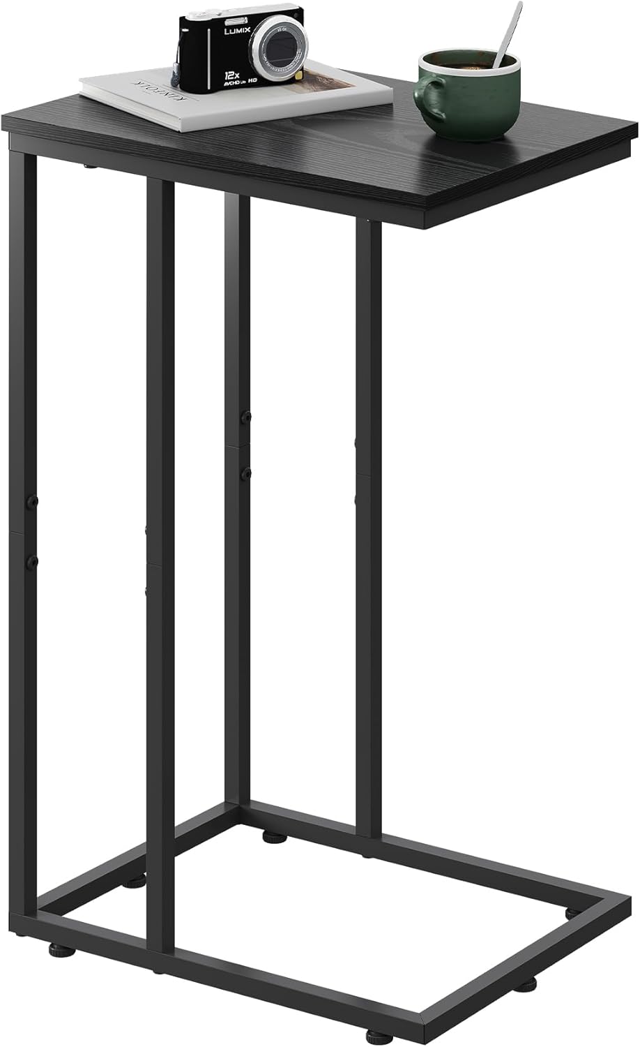 WLIVE Black C Table End Table for Bedroom and Living Room