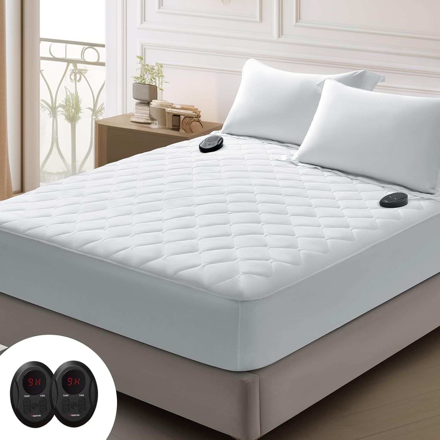 Bwarm Premium Quilted Heated Mattress Pad for Cozy Sleep