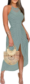CHICME Womens Summer Halter Dress Hollow Out A Line - Flattering