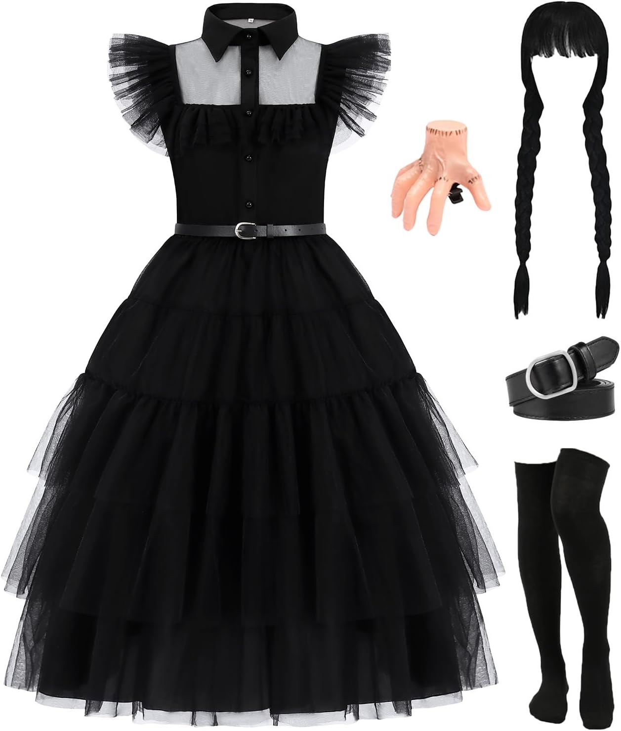 Kids Black Dress for Girls Halloween Costumes with Accessories