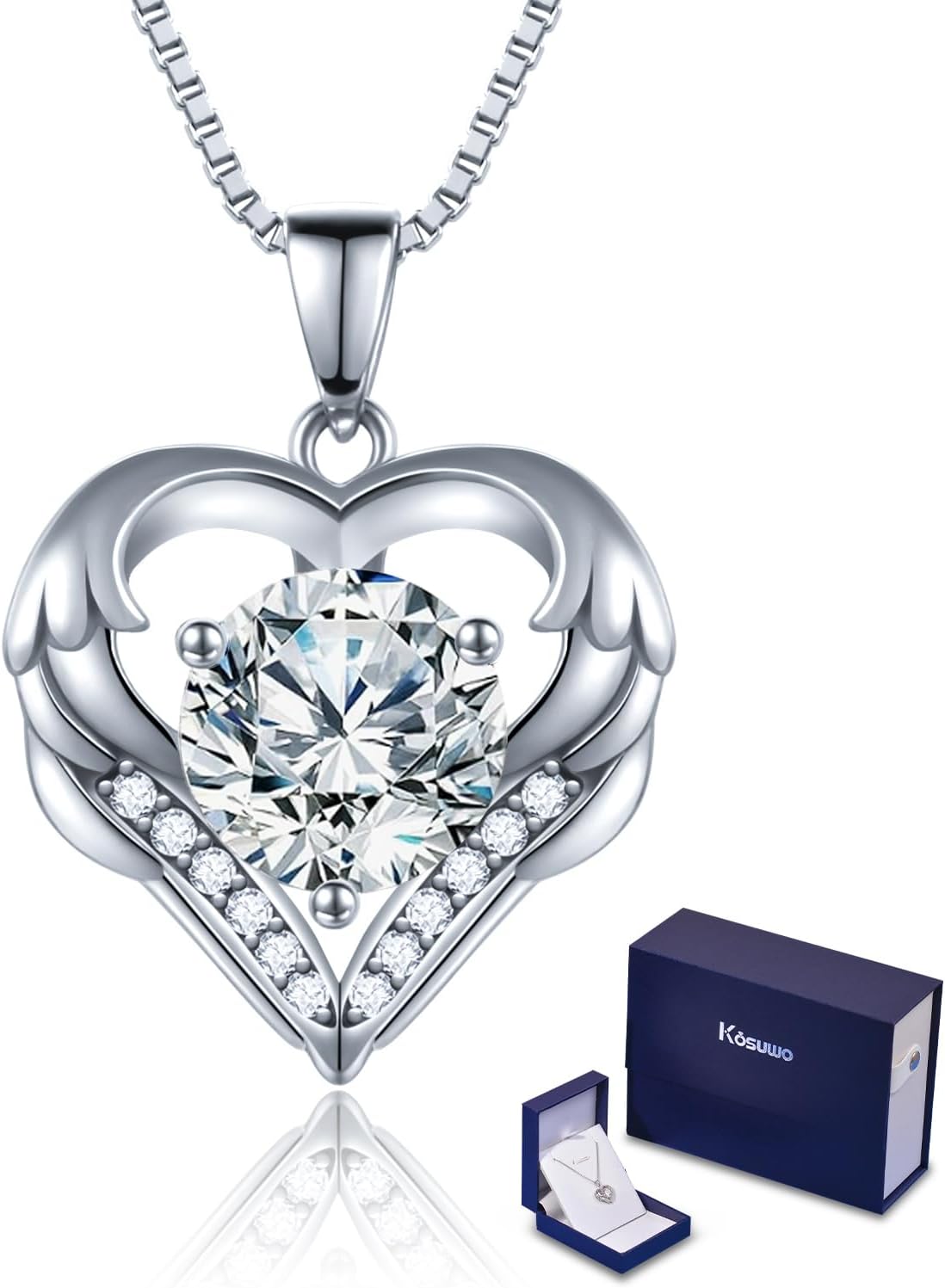 Moissanite Necklace for Women - Heart Shaped Sterling Silver Gift