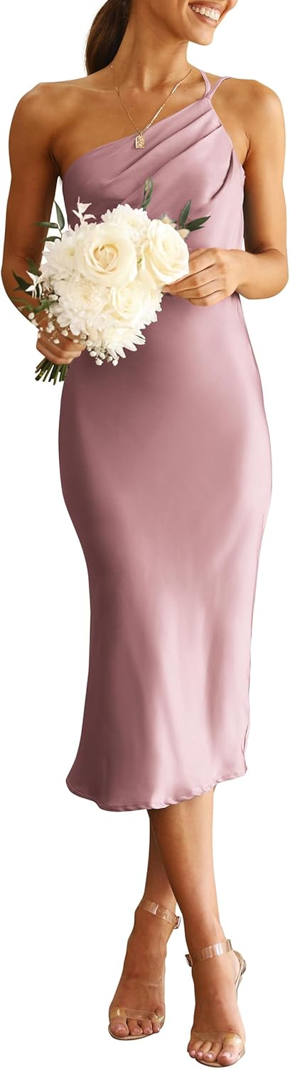 PRETTYGARDEN Women's Midi Satin Dress for Summer Elegance