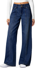 Sidefeel Wide Leg Jeans High Waisted Stretchy Straight Leg Jeans