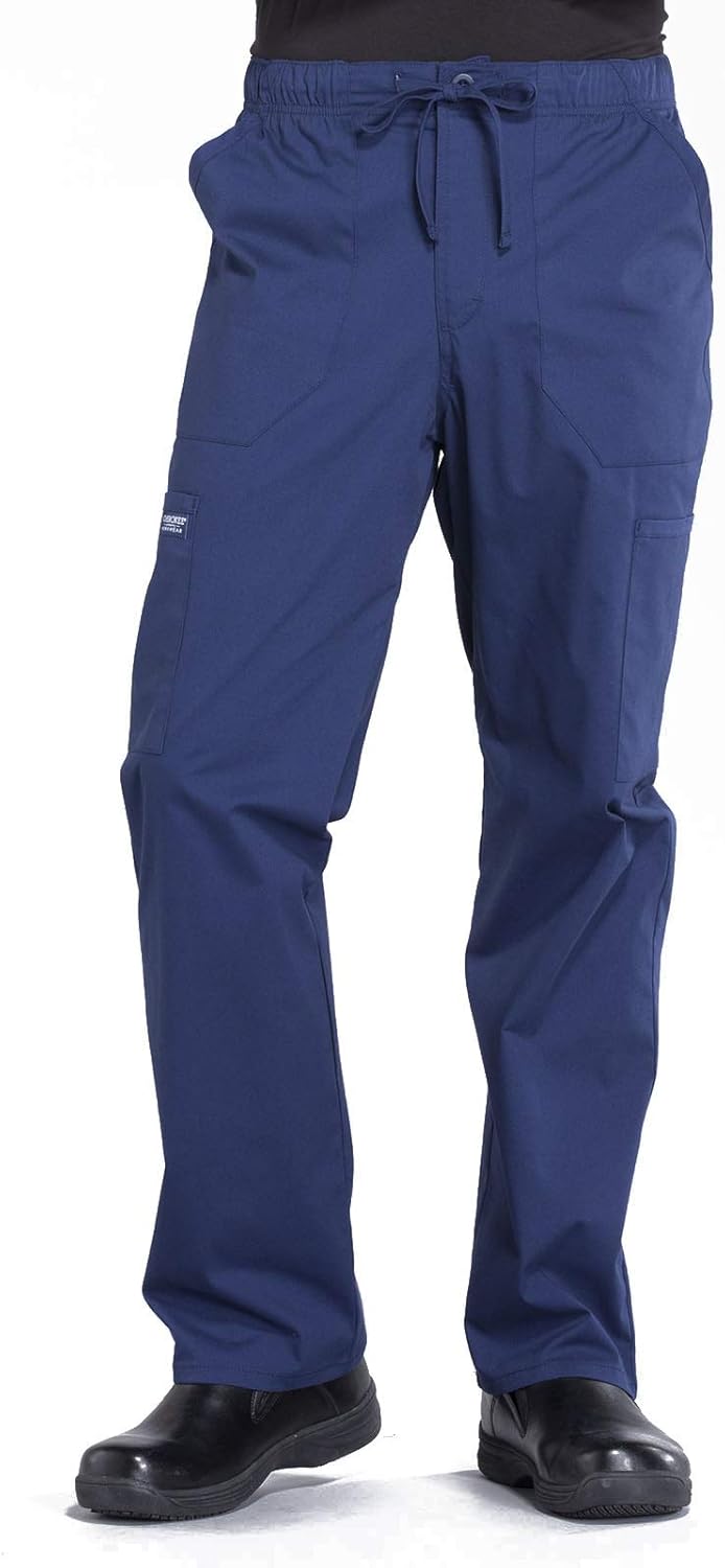 Cherokee Scrubs for Men Tapered Leg Cargo Pants with Zip Fly