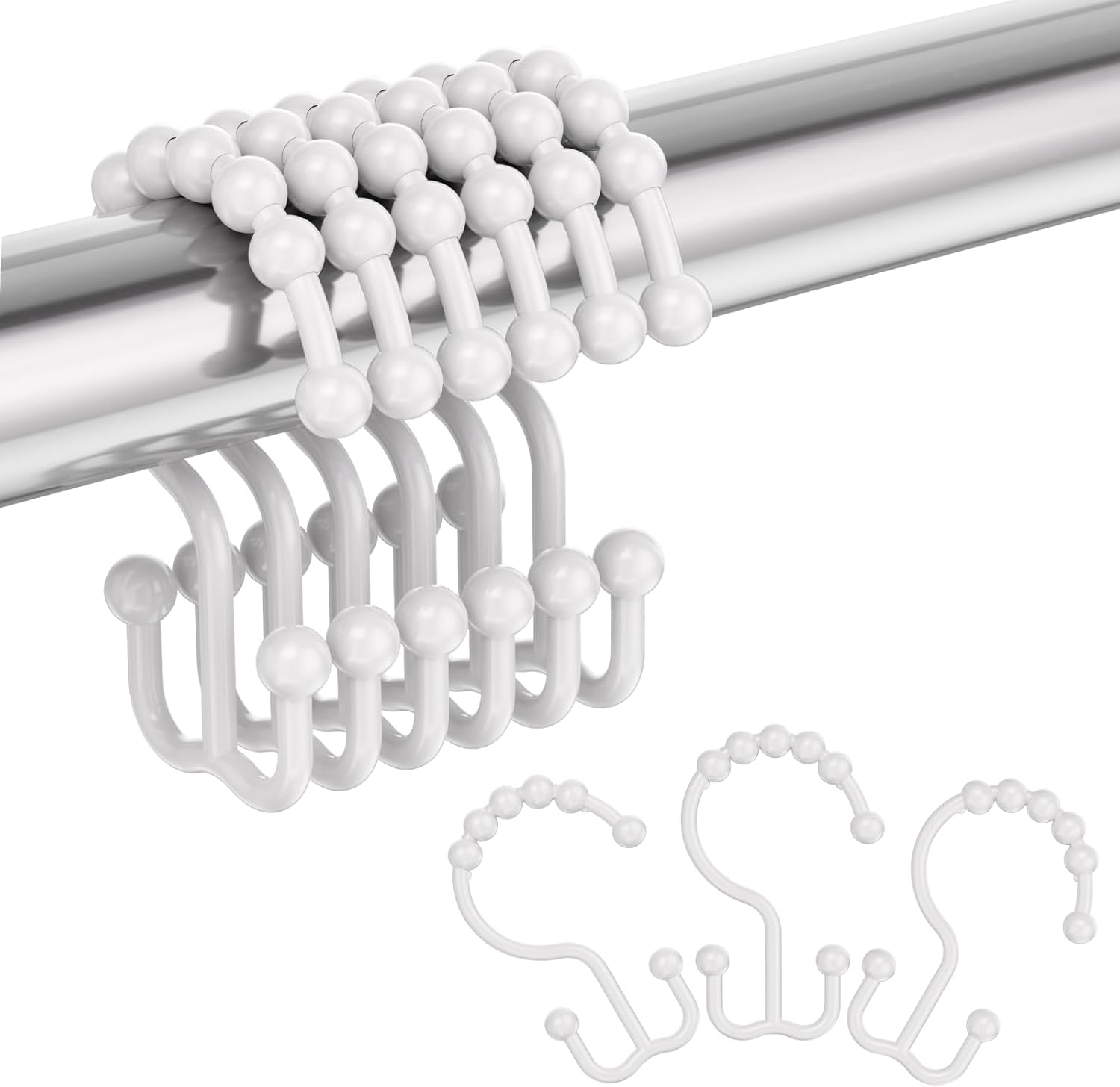 Amazer Double White Shower Hooks - Set of 12