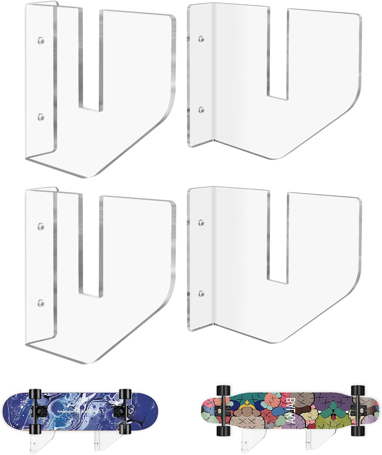Transparent Skateboard Wall Mount - Space-Saving Storage & Display