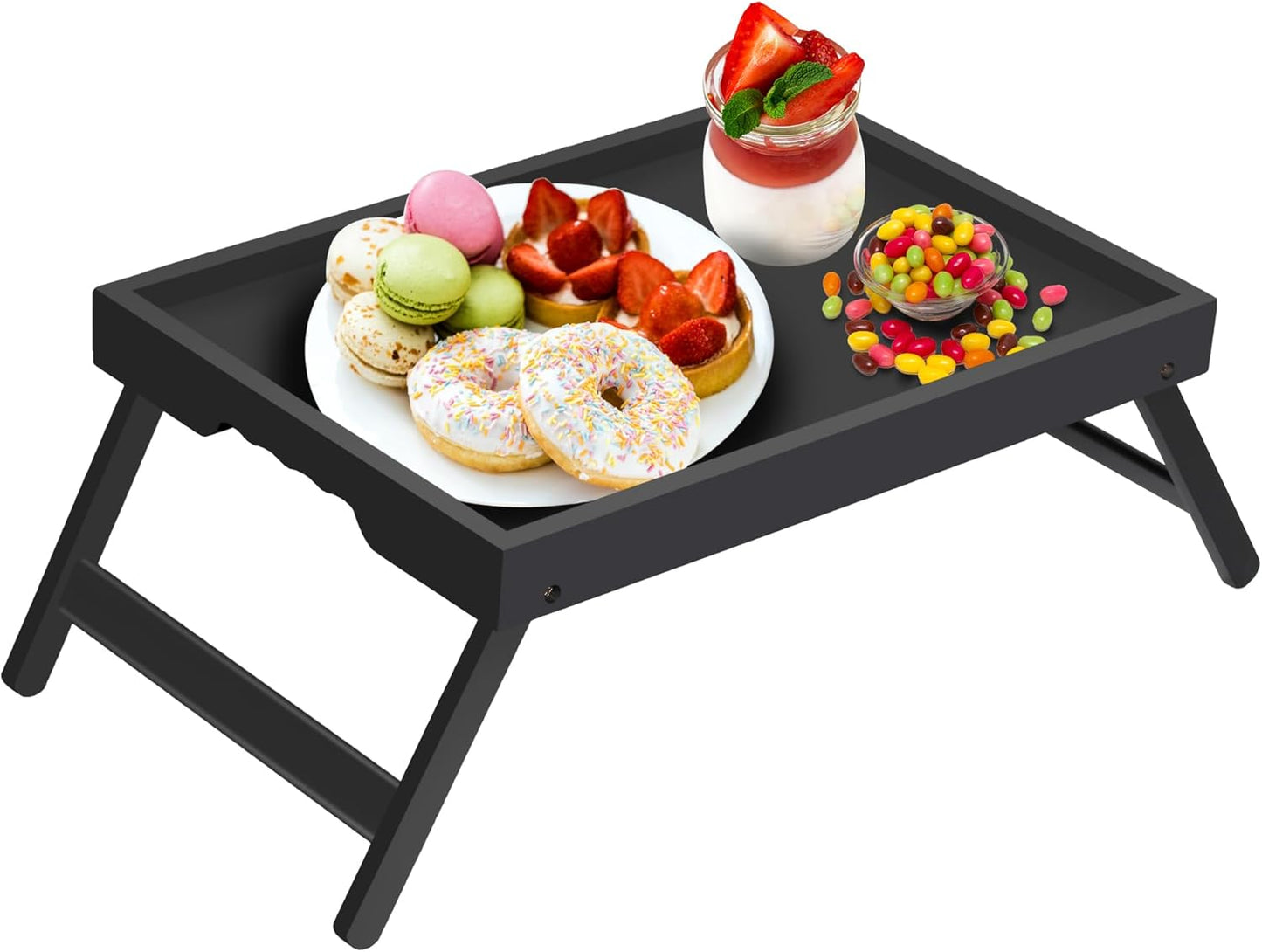 Artmeer Bamboo Bed Tray Table for Breakfast and Laptop Use