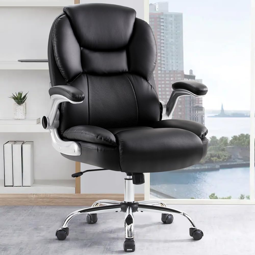 Ergonomic Big & Tall High Back Office Chair - Lumbar Support, PU Leather, IWMH