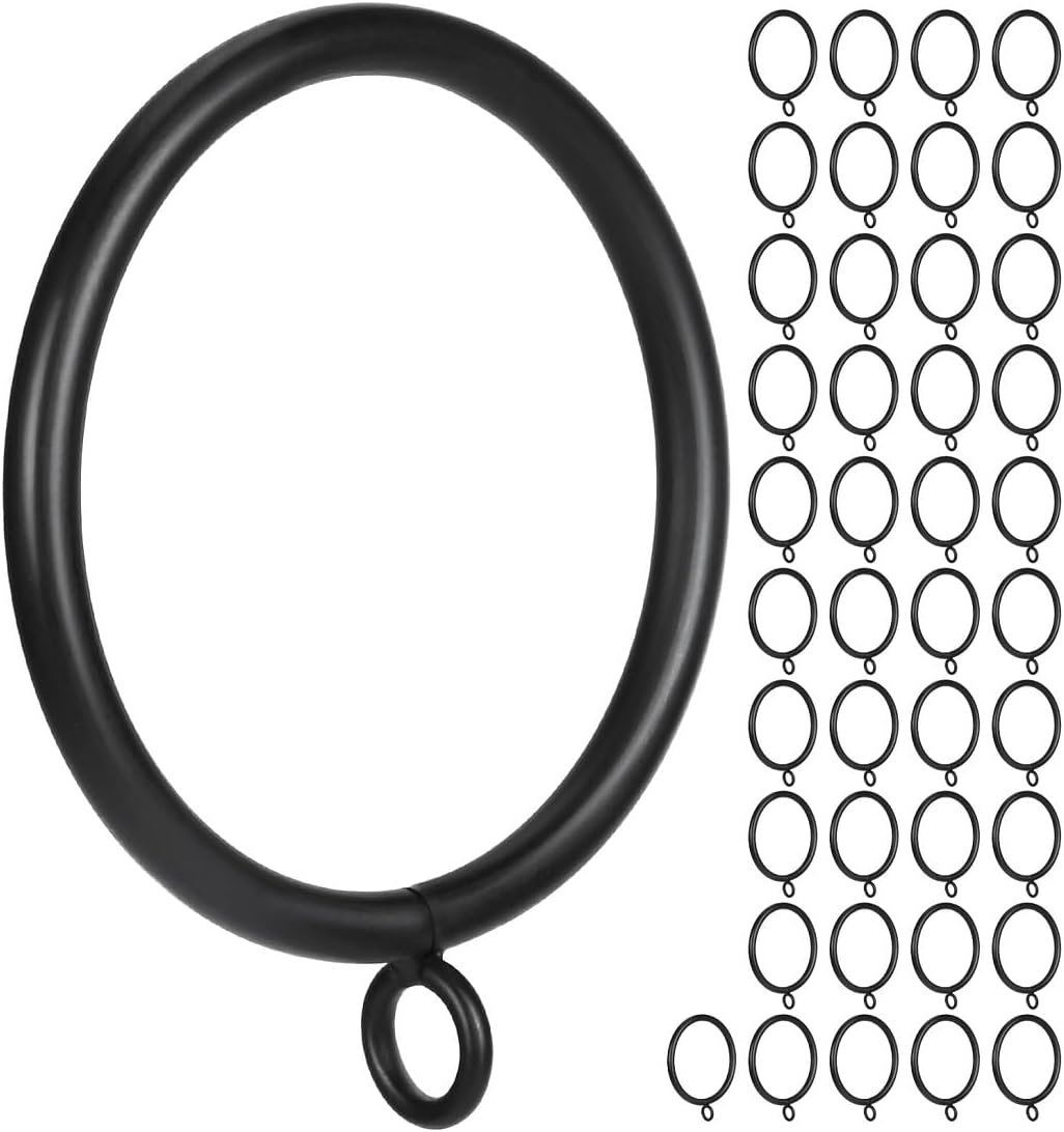 Black Metal Curtain Rings - Easy Rod Fit - 42PCS