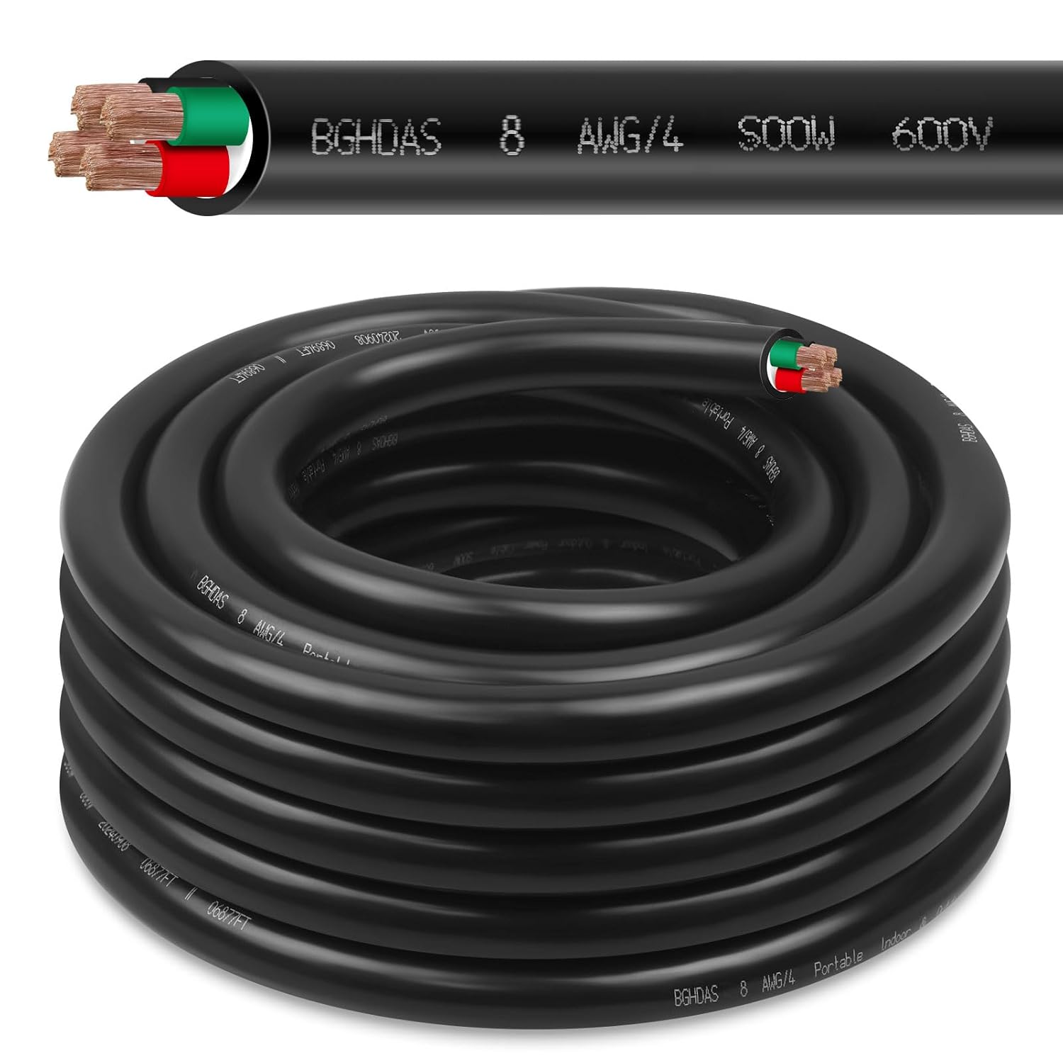25ft 8/4 SOOW 8 AWG Portable Power Cable for Generators